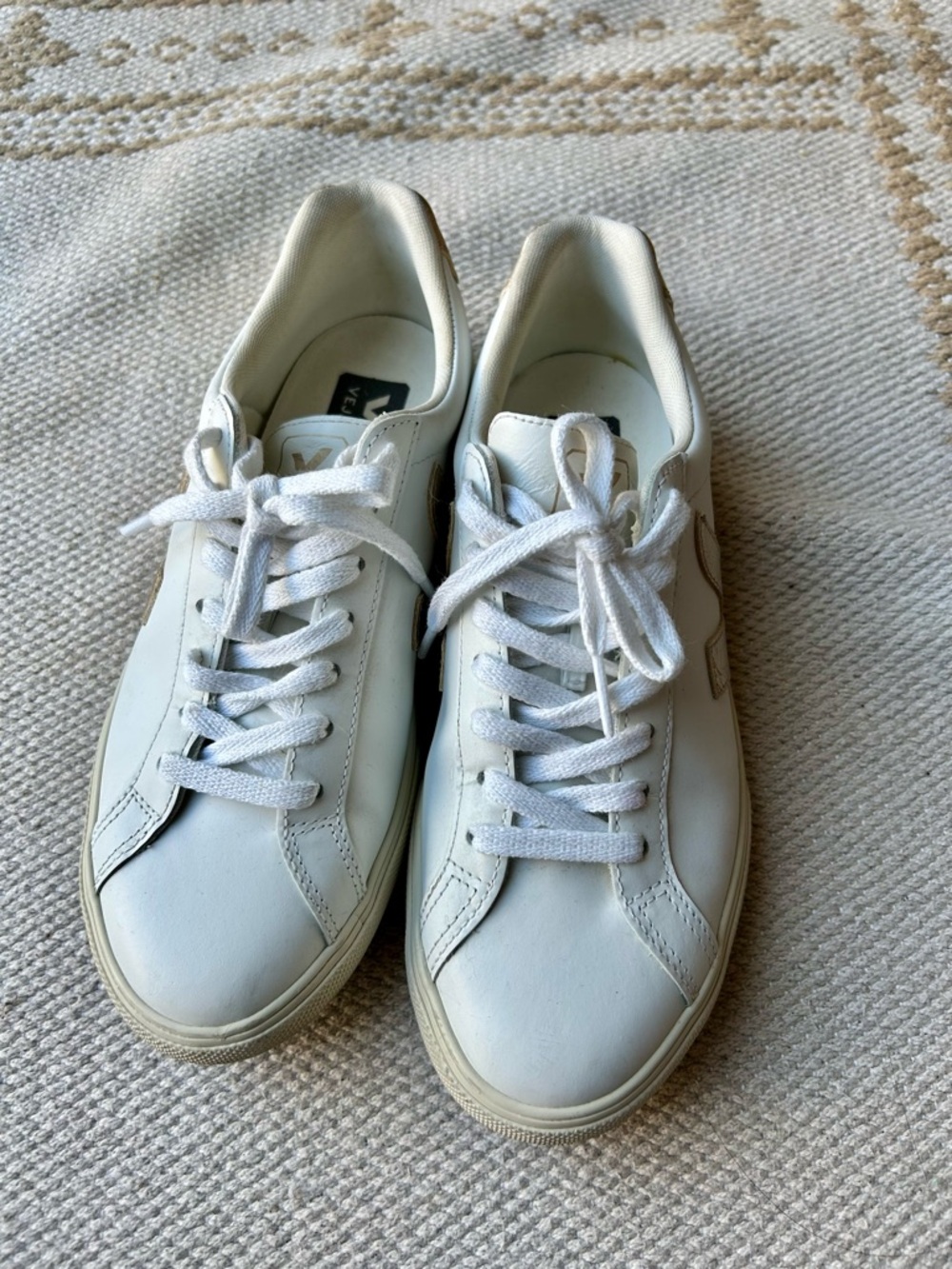 Veja White  Esplar Leather Sneakers - Picture 4 of 7